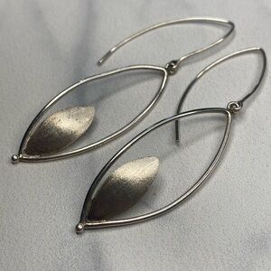 Minimal large drop‎ sterling silver earrings with large handmade hooks 925